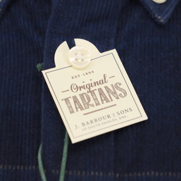 NWT BARBOUR Men's Blair Tailored Shirt Corduroy in Navy Midnight Tartan Size M - Picture 12 of 15